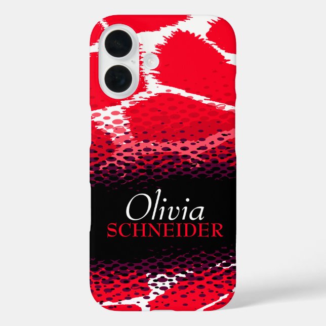 Red black graphic animal print iphone case (Back)