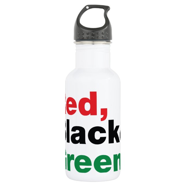 Red, Black & Green. 532 Ml Water Bottle (Front)