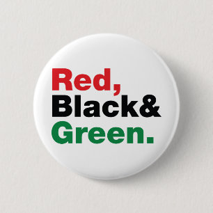 Red, Black & Green. 6 Cm Round Badge
