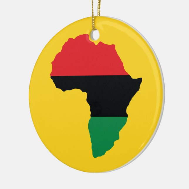 Red, Black & Green Africa Flag Ceramic Tree Decoration (Left)