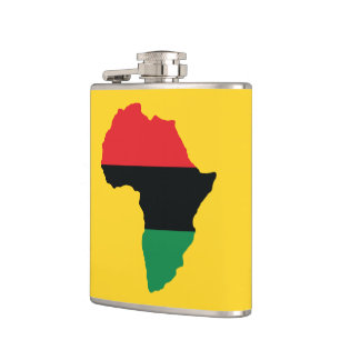 Red, Black & Green Africa Flag Hip Flask