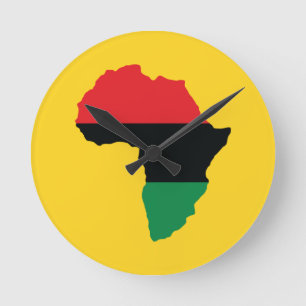 Red, Black & Green Africa Flag Round Clock