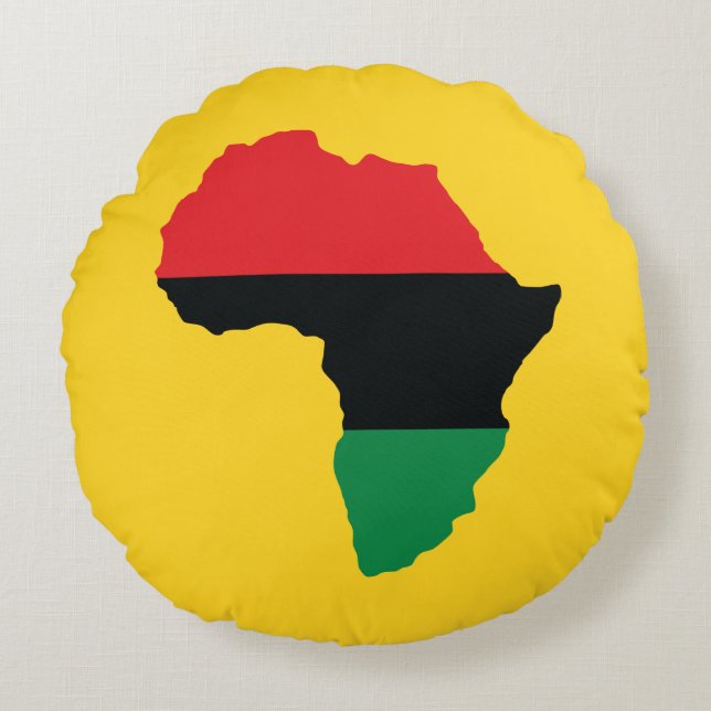 Red, Black & Green Africa Flag Round Cushion (Front)
