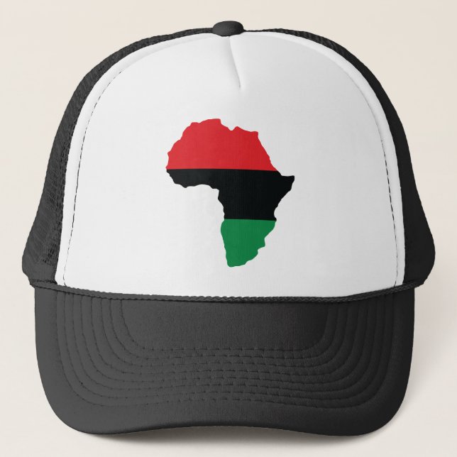 Red, Black & Green Africa Flag Trucker Hat (Front)