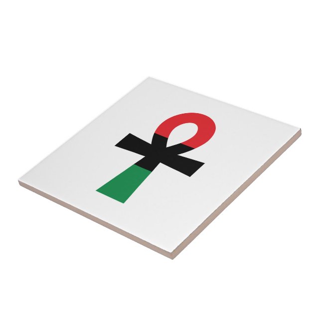 Red, Black & Green Ankh Ceramic Tile (Side)