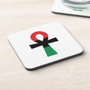 Red, Black & Green Ankh Coaster