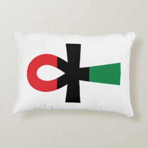 Red, Black & Green Ankh Decorative Cushion