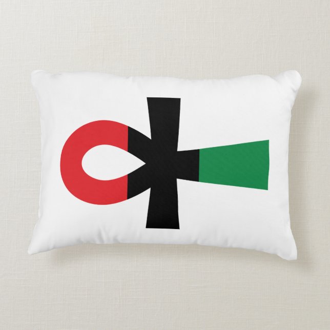 Red, Black & Green Ankh Decorative Cushion (Back)