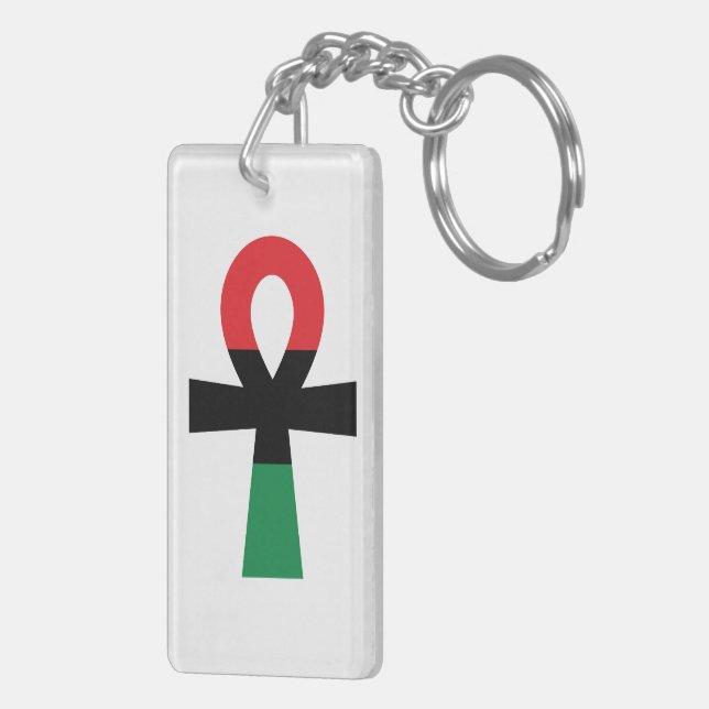 Red, Black & Green Ankh Key Ring (Back Right)