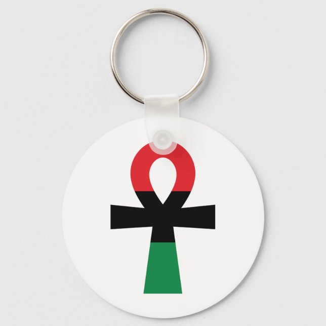 Red, Black & Green Ankh Key Ring (Front)