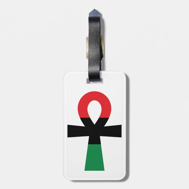 Red, Black & Green Ankh Luggage Tag (Back Vertical)