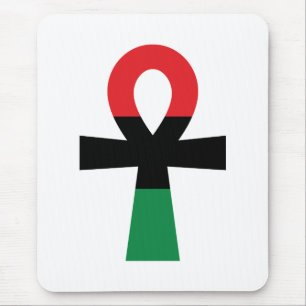 Red, Black & Green Ankh Mouse Pad
