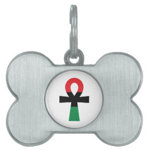 Red, Black & Green Ankh Pet Name Tag