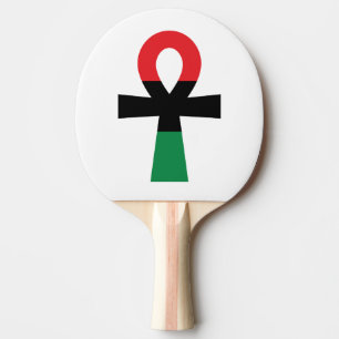 Red, Black & Green Ankh Ping Pong Paddle
