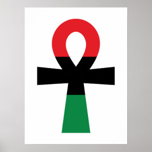 Red, Black & Green Ankh Poster