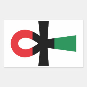 Red, Black & Green Ankh Rectangular Sticker
