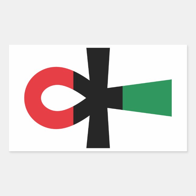 Red, Black & Green Ankh Rectangular Sticker (Front)