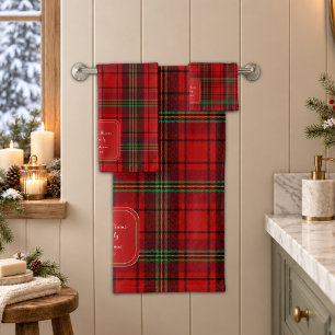 Red Black Green Cosy Plaids Bath Towel Set