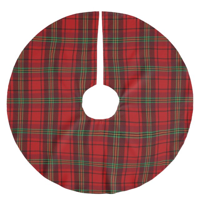 Red Black Green Cosy Plaids  Brushed Polyester Tree Skirt (Front)
