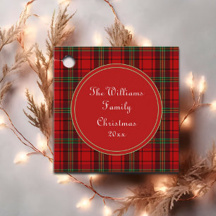 Red Black Green - Cosy Plaids  Favour Tags