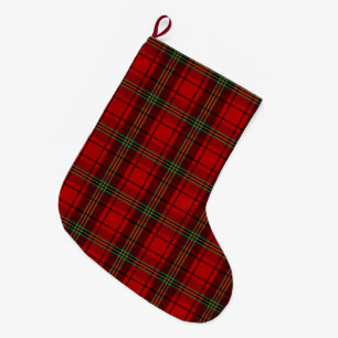 Red Black Green Cosy Plaids Large Christmas Stocking