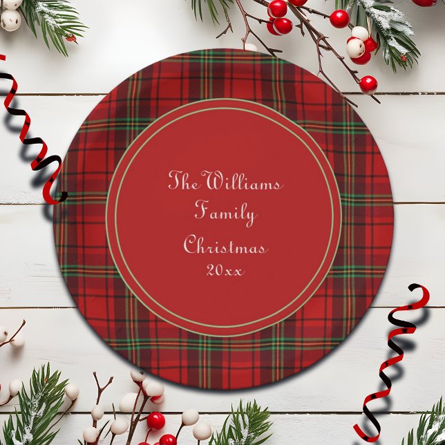 Red Black Green - Cosy Plaids - Name Paper Plate (Creator Uploaded)