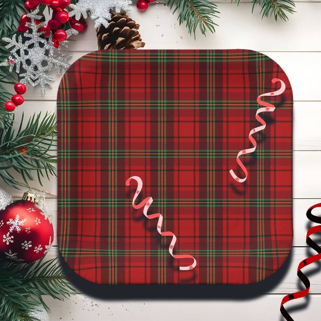 Red Black Green - Cosy Plaids  Paper Plate (Creator Uploaded)