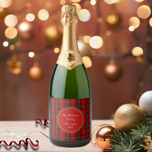 Red Black Green - Cosy Plaids Sparkling Wine Label