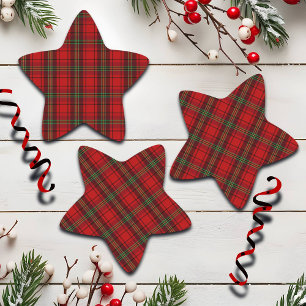 Red Black Green Cosy Plaids  Star Sticker