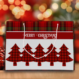 Red Black Green Cosy Tartan Large Gift Bag
