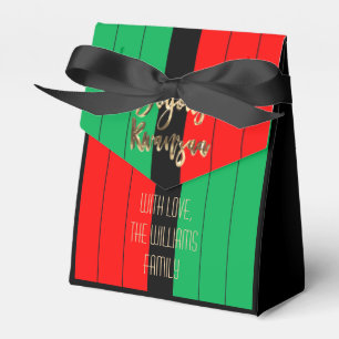 Red Black Green Elegant Script Joyous Kwanzaa Favour Box