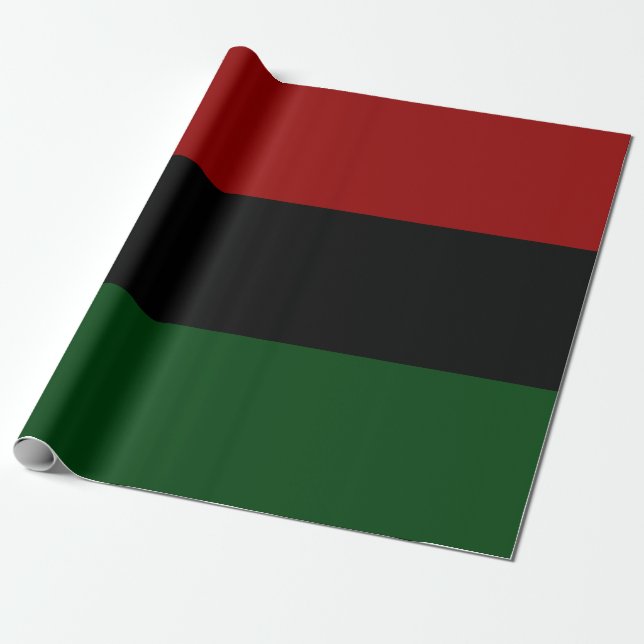 Red Black Green Happy Kwanzaa Pan African stripes Wrapping Paper (Unrolled)
