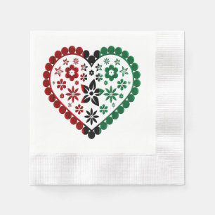 Red Black Green Kinara Colours Heart Happy Kwanzaa Napkin