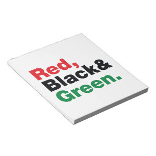 Red, Black & Green. Notepad