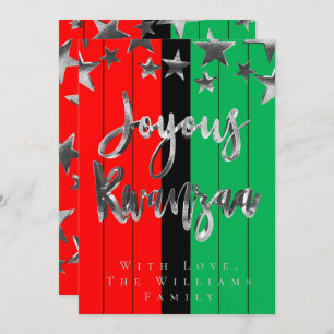 Red Black Green Pattern Script Joyous Kwanzaa Card