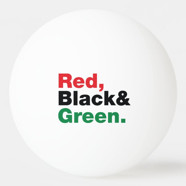Red, Black & Green. Ping Pong Ball (Front)