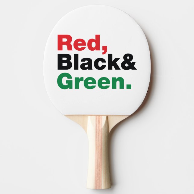 Red, Black & Green. Ping Pong Paddle (Front)