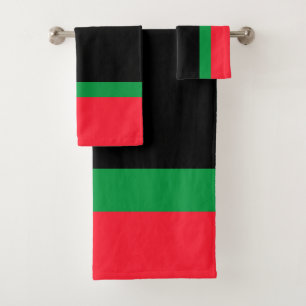 Red Black Green Plush Bath Towel Set