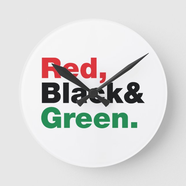 Red, Black & Green. Round Clock (Front)