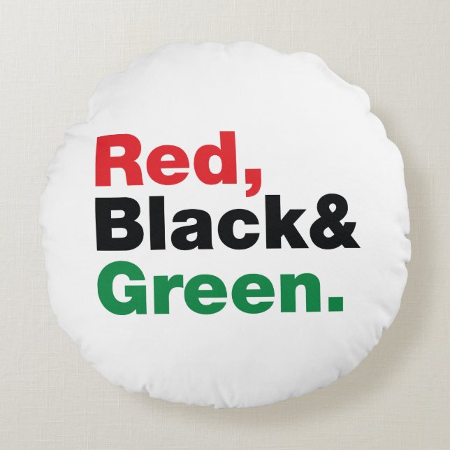 Red, Black & Green. Round Cushion (Front)