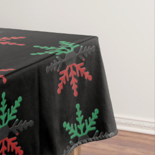 Red Black Green Snowflakes Pattern Kwanzaa Tablecloth