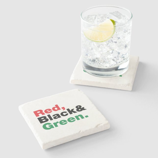 Red, Black & Green. Stone Coaster (Side)