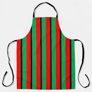 Red Black Green Striped Pattern Kwanzaa Apron
