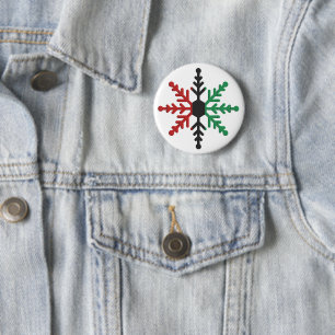 Red Black Green Striped Snowflake Kwanzaa 6 Cm Round Badge