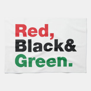 Red, Black & Green. Tea Towel
