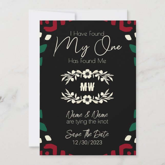 Red Black Green Tribal African Save The Date (Front)