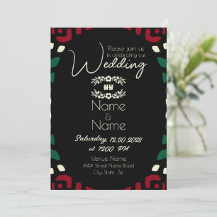 Red Black Green Tribal African Wedding Invitation
