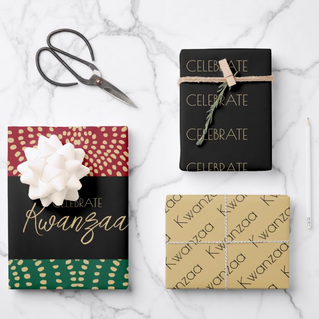 Red Black Green Wrapping Paper Sheet (Front)
