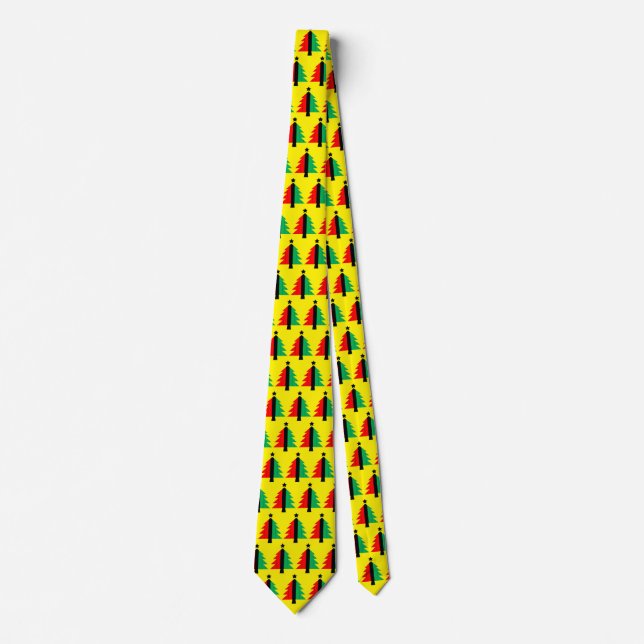 Red Black Green Yellow Kwanzaa Christmas Tree Tie (Front)