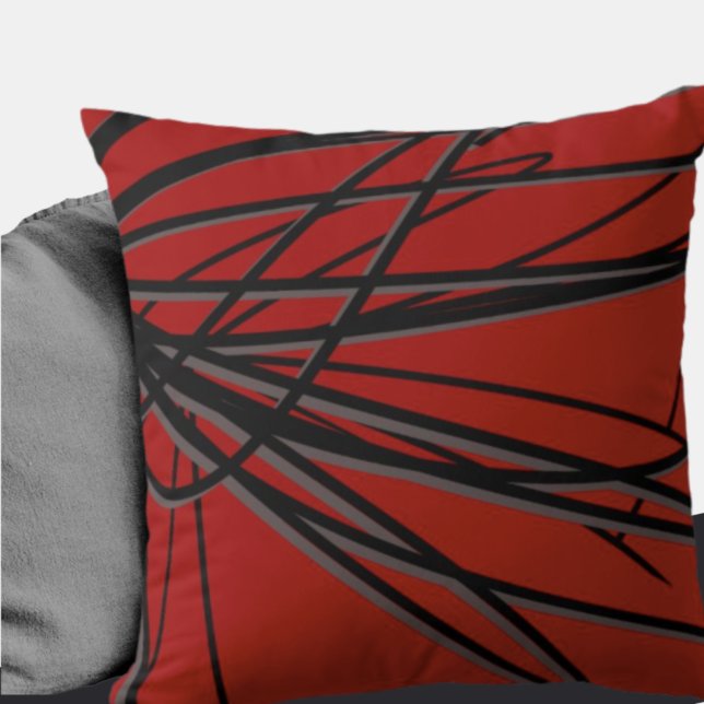 Red Black & Grey Artistic Elegant Abstract Cushion (Creator Uploaded)